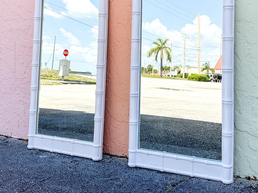 Pair of Palm Beach Style Faux Bamboo Mirrors