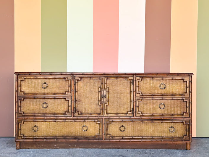 Handsome Drexel Faux Bamboo Credenza