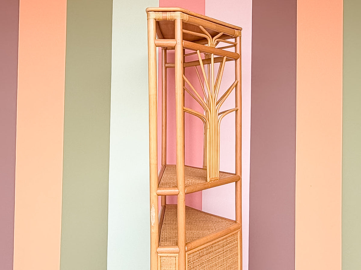 Old Florida Rattan Corner Etagere