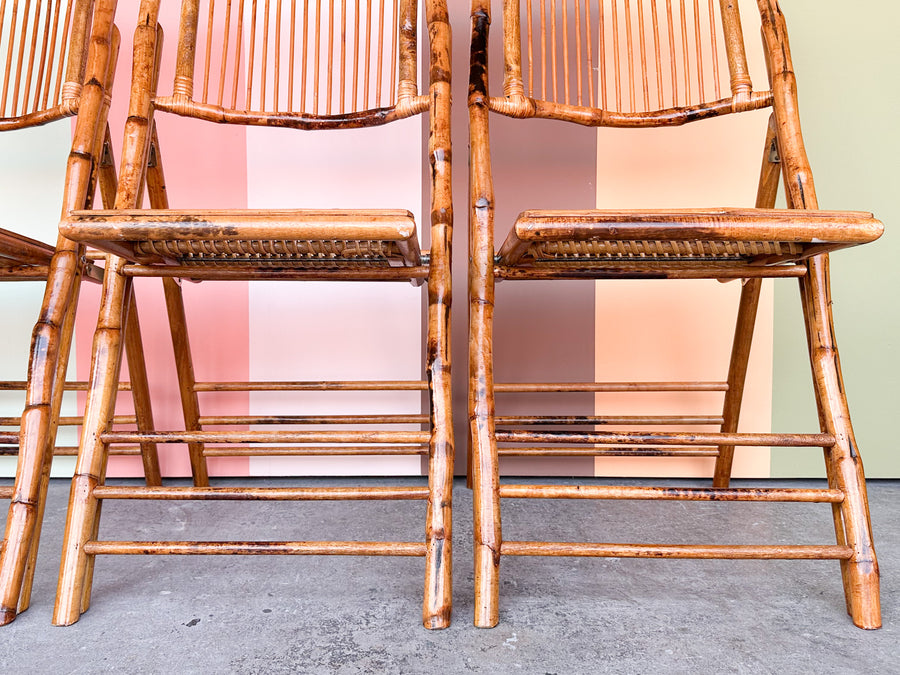 Set of Four Bamboo Folding Chairs
