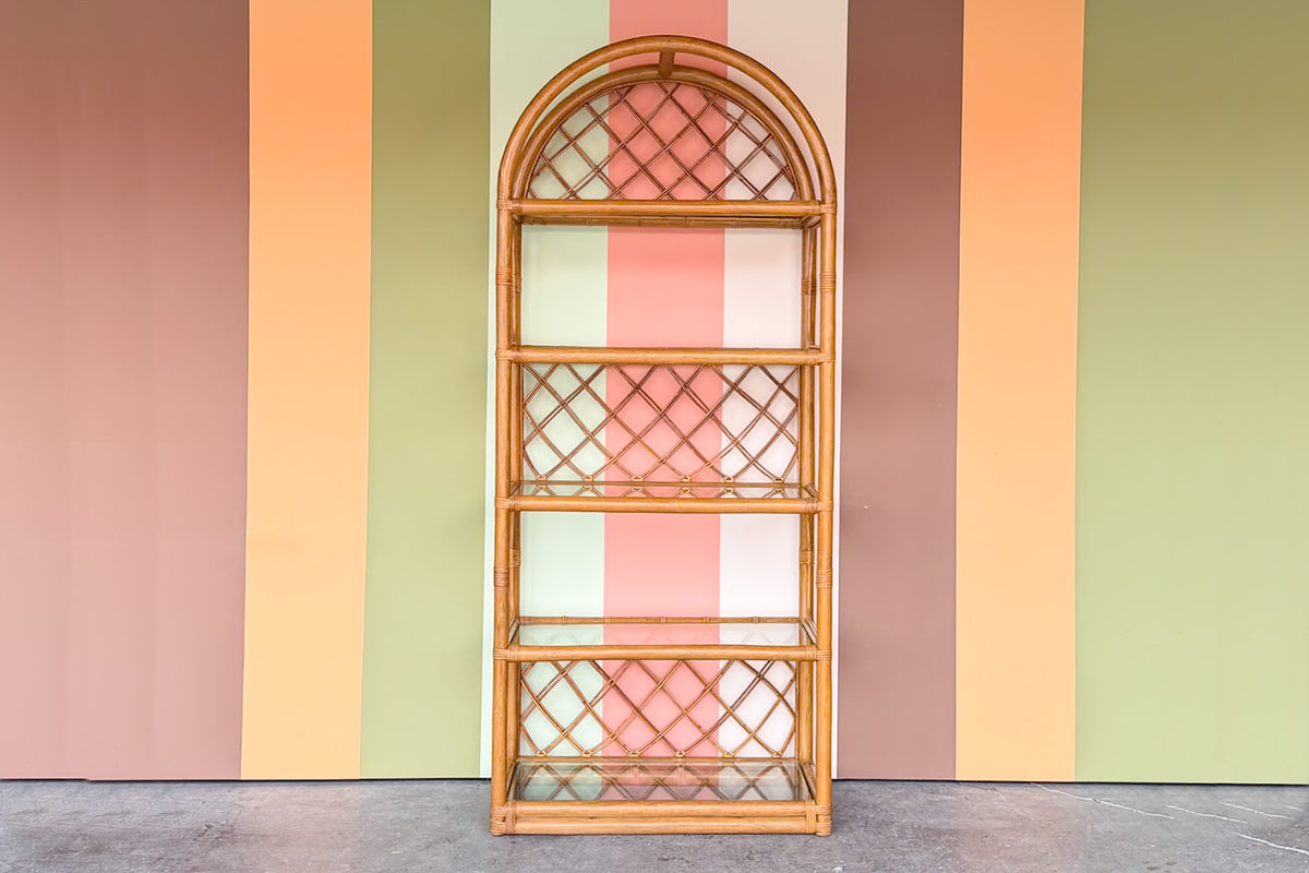 Old Florida Rattan Arched Etagere