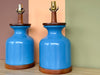 Pair of Cerulean Blue Lamps