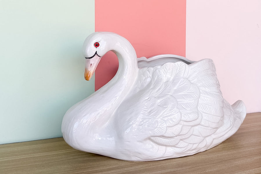 Large Italian Swan Cachepot