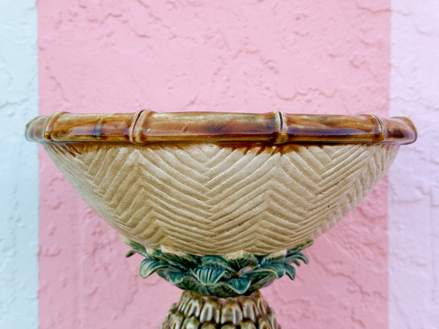 Majolica Pineapple Pedestal Bowl