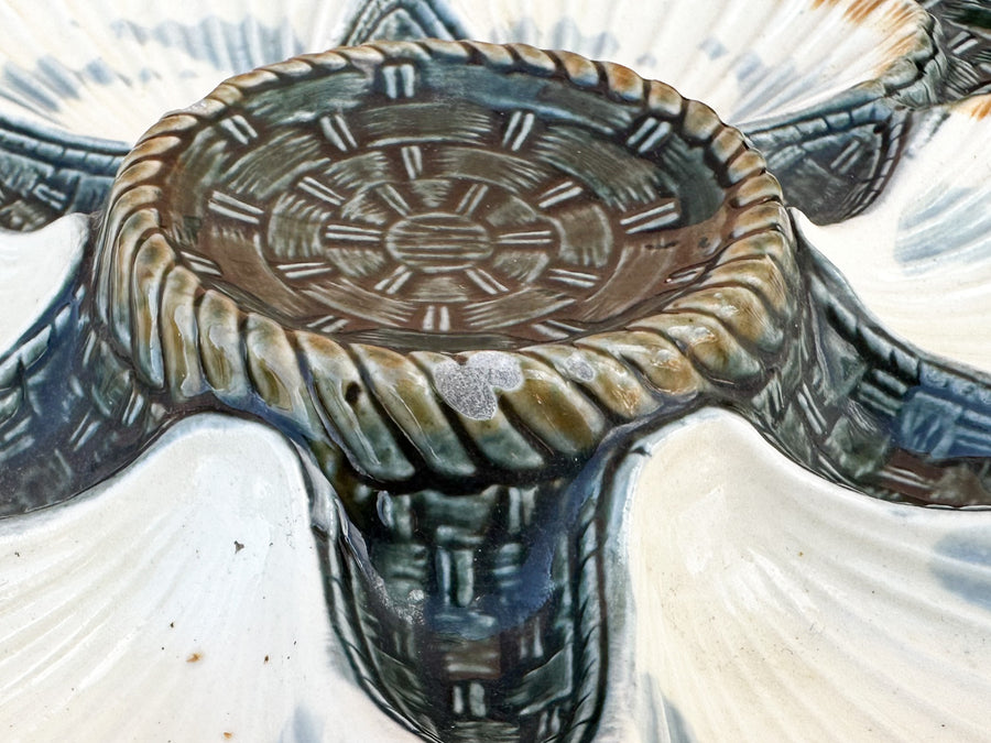 Set of Four Majolica Longchamp Oyster Plates