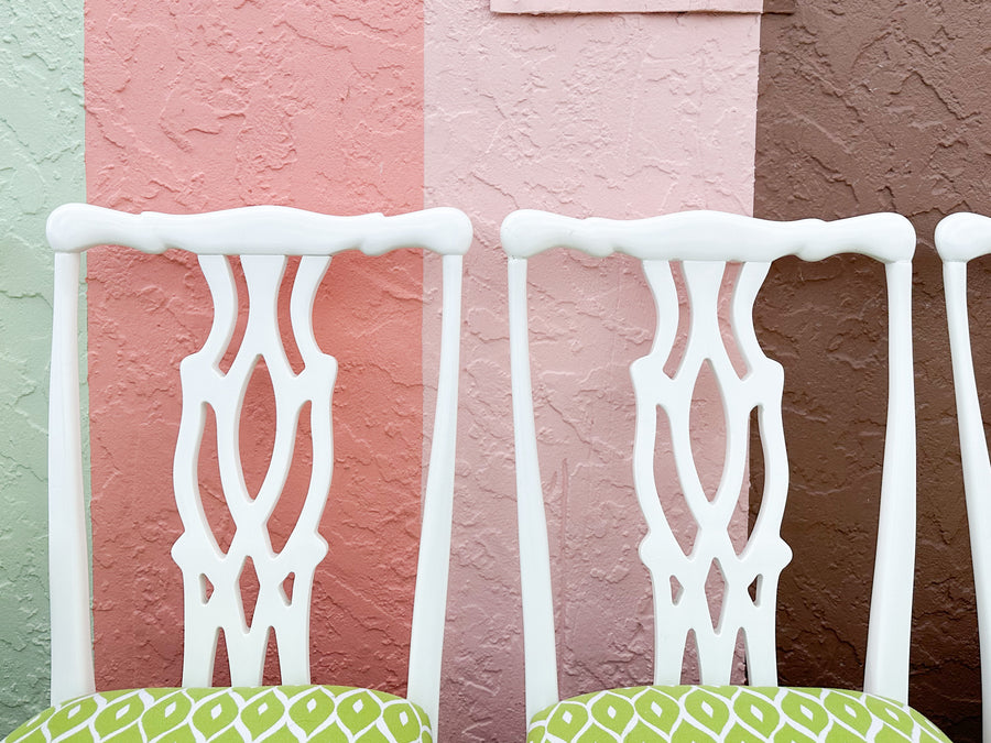 Set of Six Fretwork Dining Chairs
