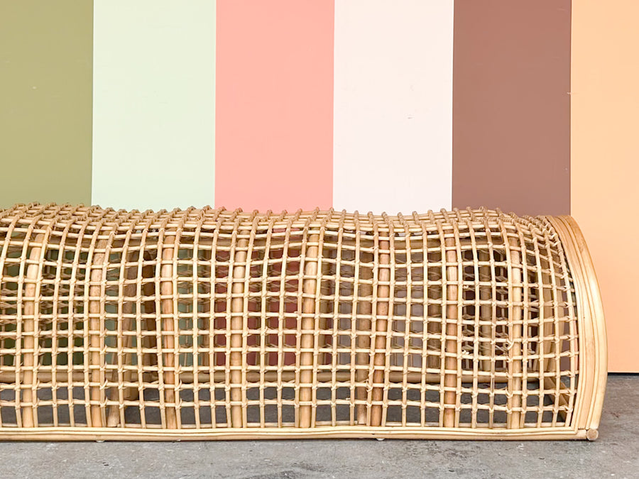 Sculptural Rattan Alligator Bench