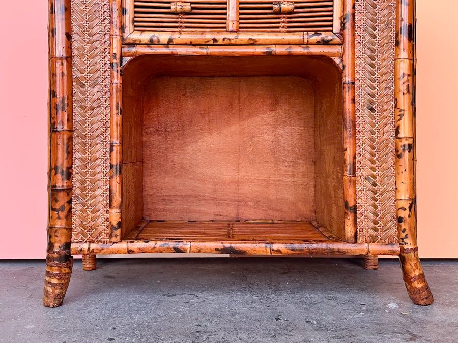 Tortoiseshell Rattan Nightstand