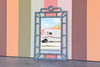 Sky Blue Faux Bamboo Pagoda Mirror