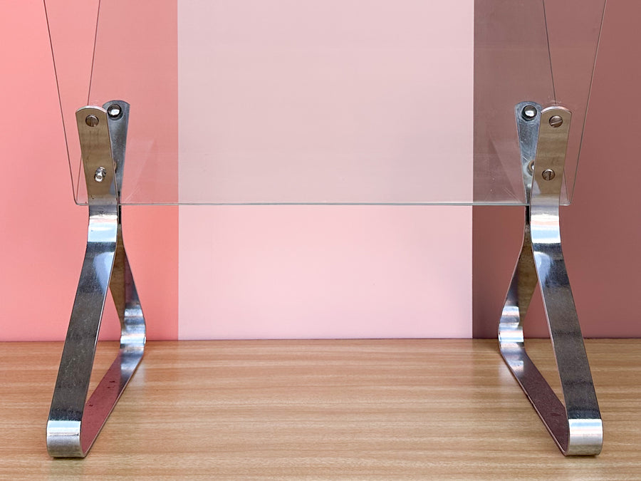 MCM Italian Chrome and Glass Magazine Rack