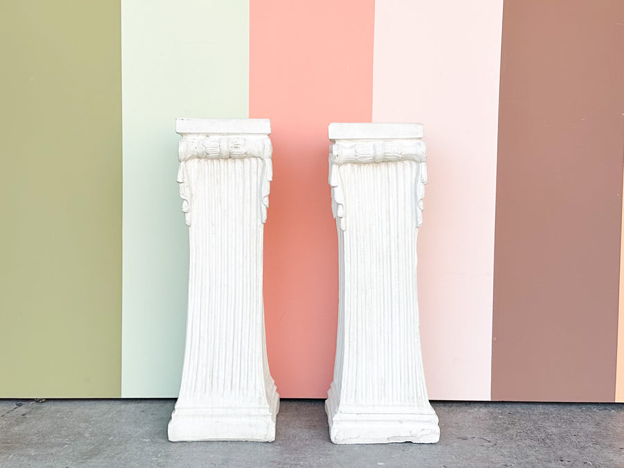 Pair of Kips Bay Show House Swag and Tassel Plaster Pedestals