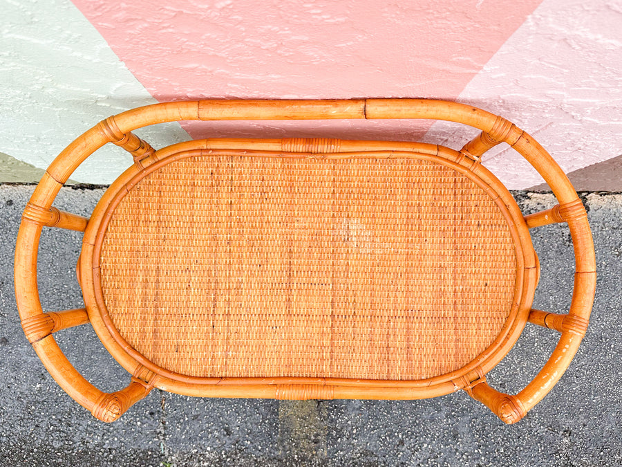 Oval Rattan Bar Cart