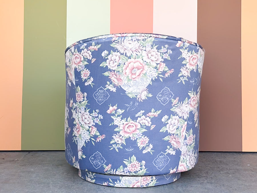 Chinoiserie Chic Upholstered Swivel Chair