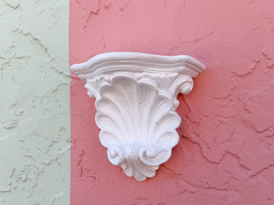 Pair of Petite Plaster Shell Wall Shelves