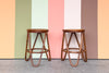 Pair of Rattan and Cane Counter Stools