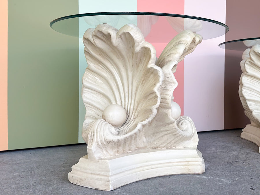 Pair of Shell Chic Plaster Side Tables