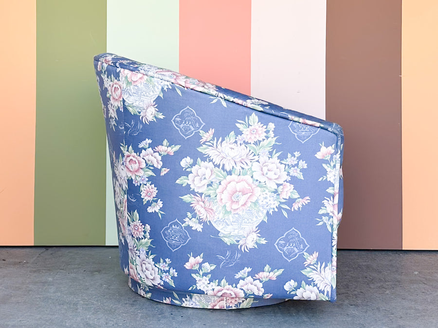 Chinoiserie Chic Upholstered Swivel Chair
