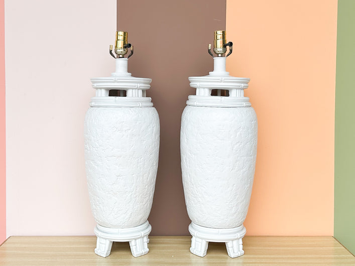 Pair of Plaster Faux Bamboo Lamps