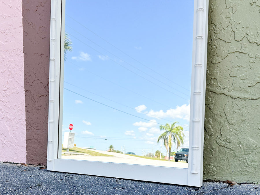 White Faux Bamboo Mirror