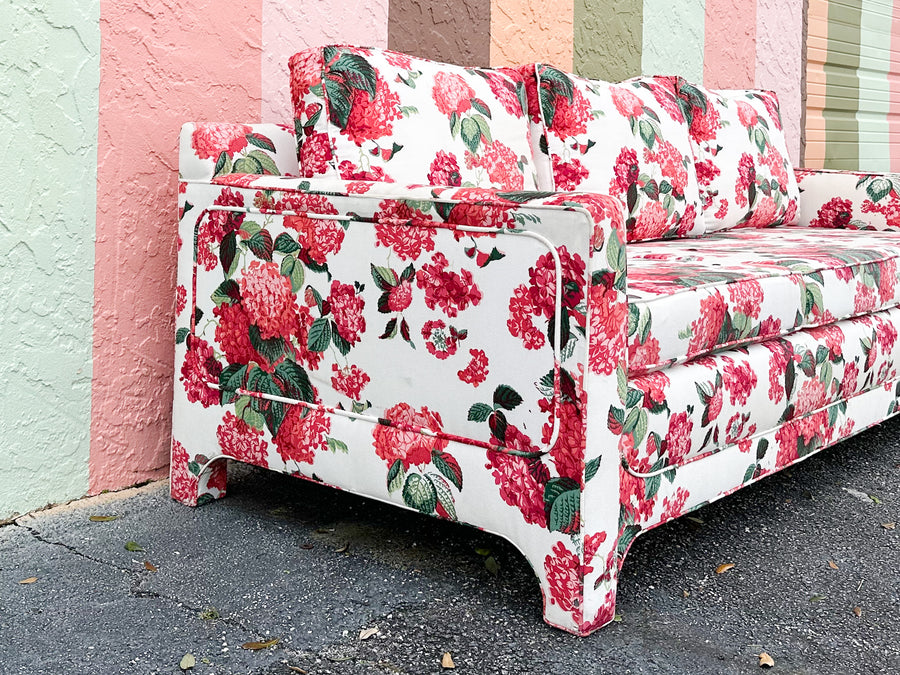 Pink Hydrangea Chintz Sofa