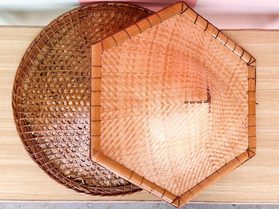 Pair of Cane and Rattan Hats