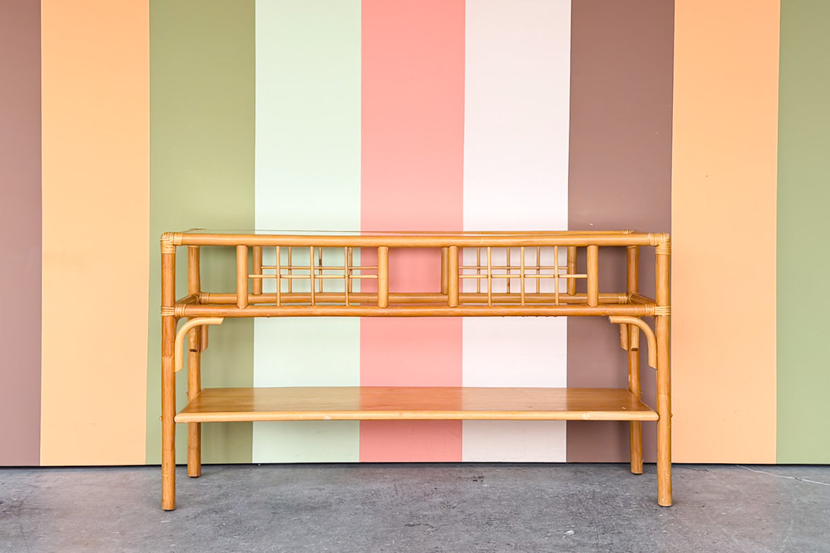 Old Florida Rattan Console