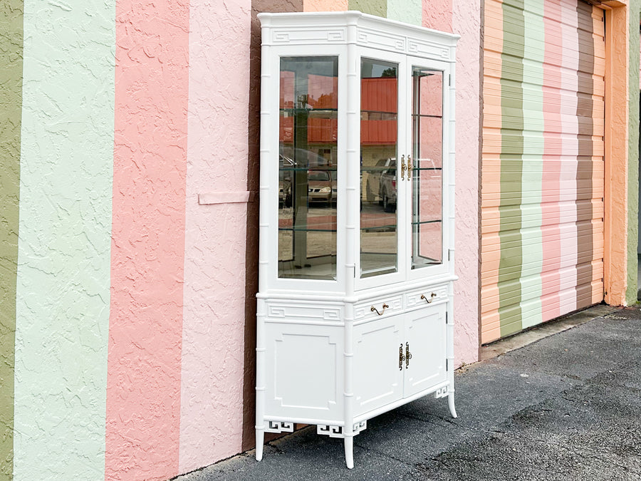 Newly Painted Faux Bamboo Greek Key Century Cabinet
