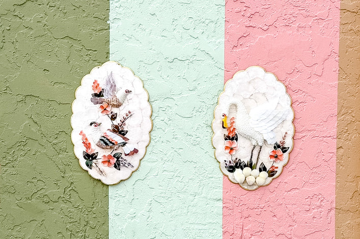 Pair of Shell Chic Bird Art