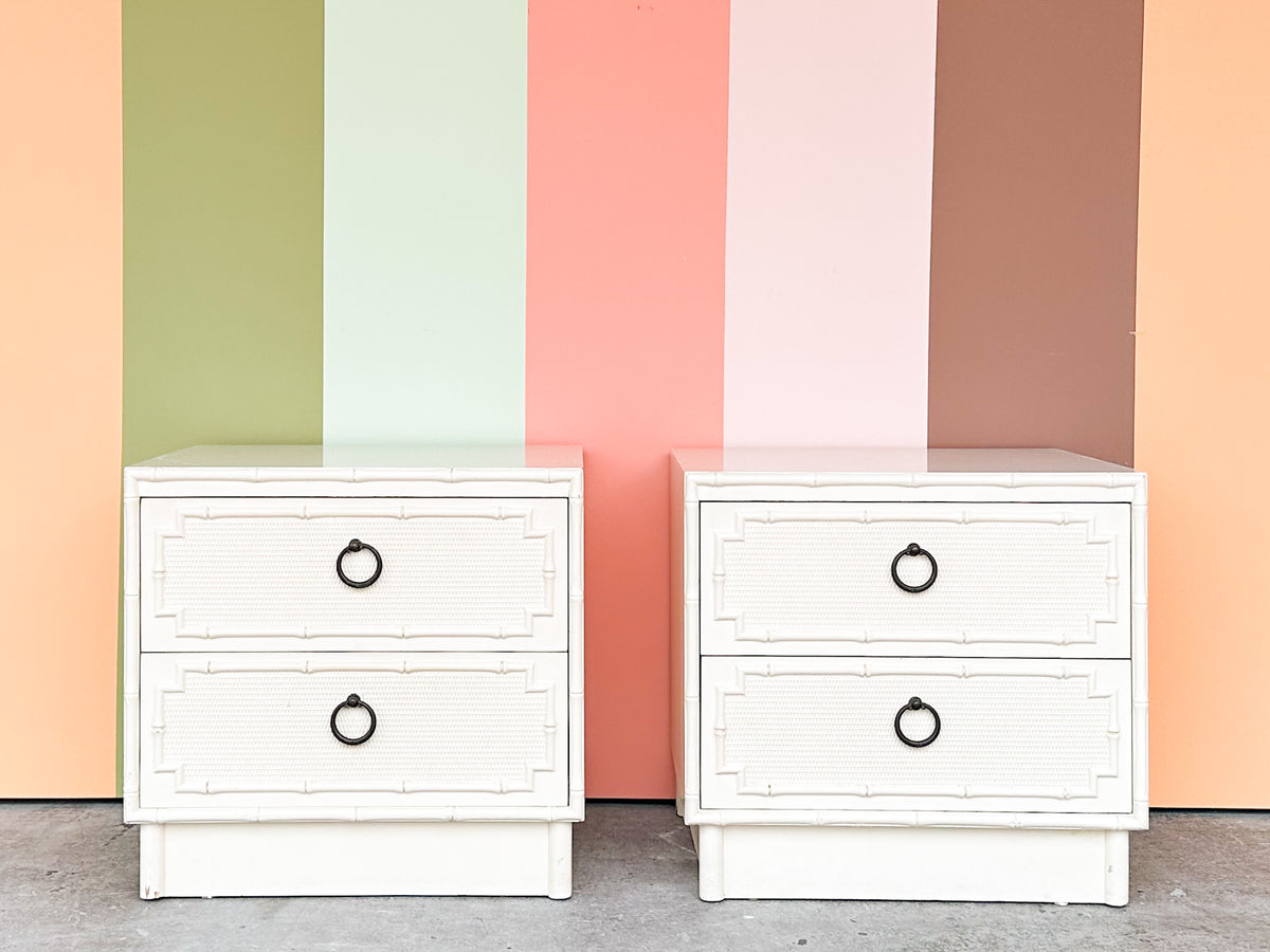 Pair of Palm Beach Faux Bamboo Nightstands