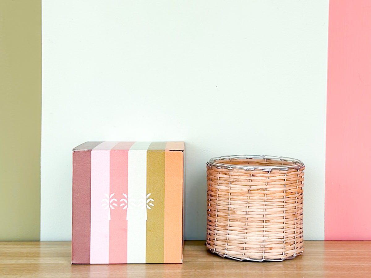 Palm Beach Regency Peony Rattan Wrapped Candle