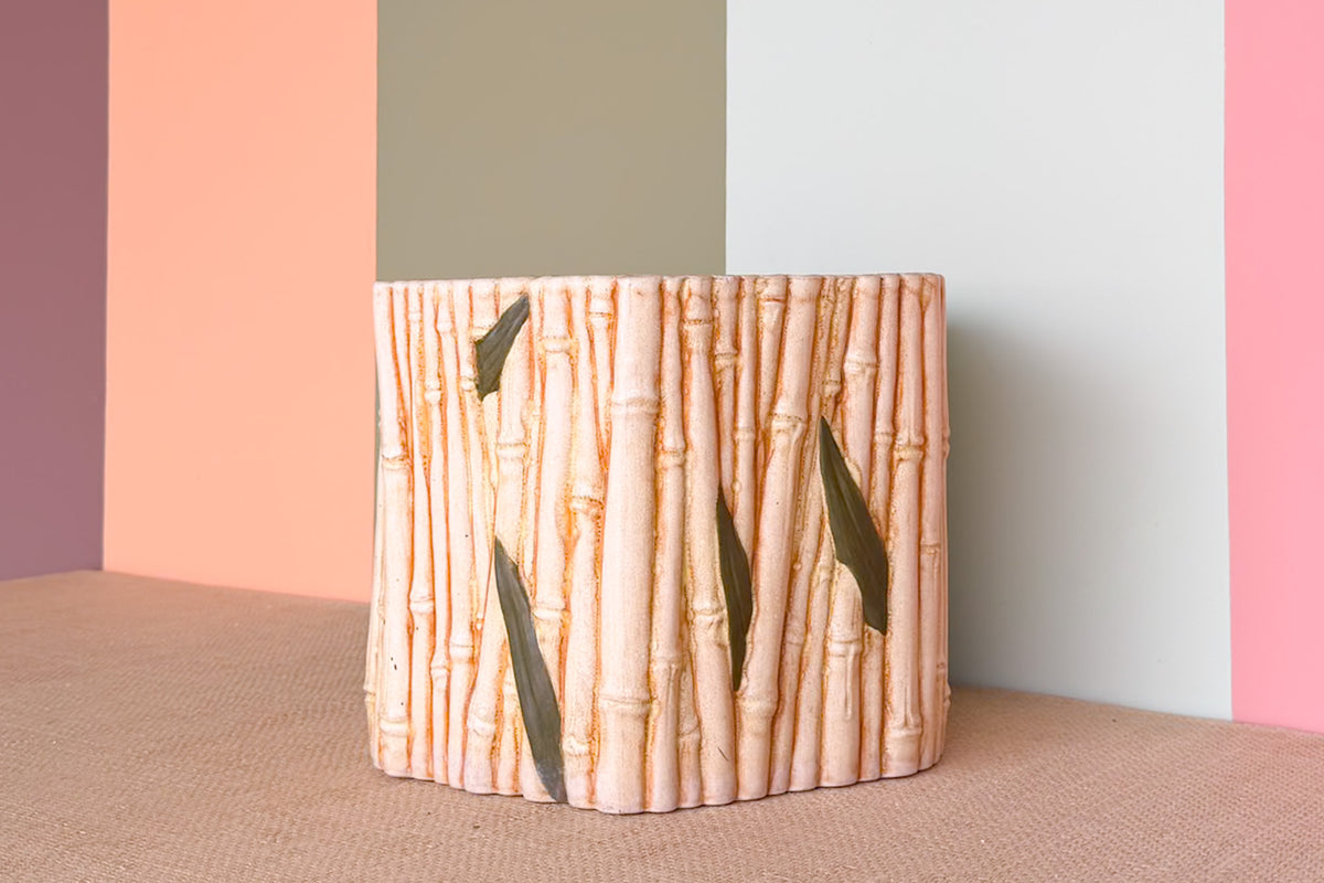 Faux Bamboo Leaf Cachepot