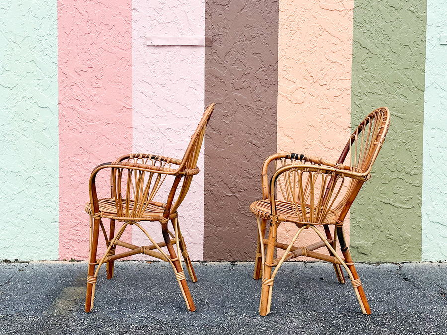 Pair of Cute Island Style Rattan Chairs