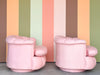 Pair of Pink Chic Upholstered Swivel Chairs