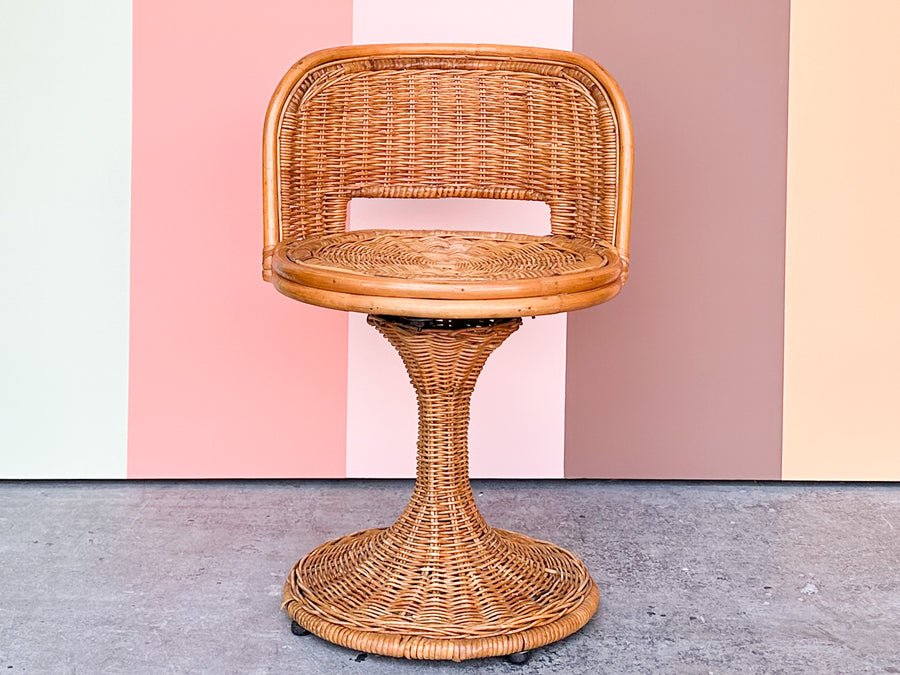 Cute Wicker and Rattan Swivel Vanity Chair
