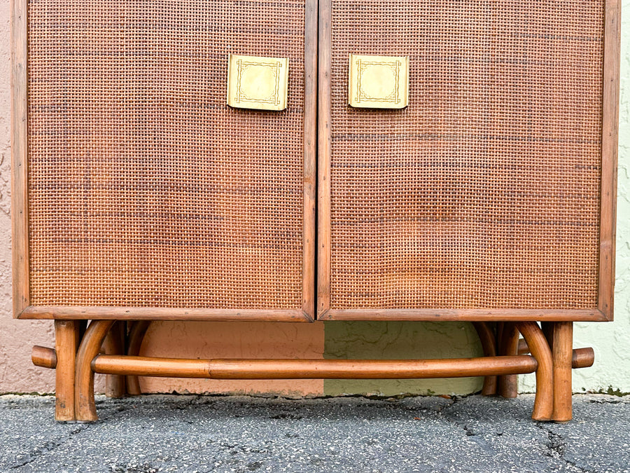 Cute Coastal Cane and Rattan Cabinet