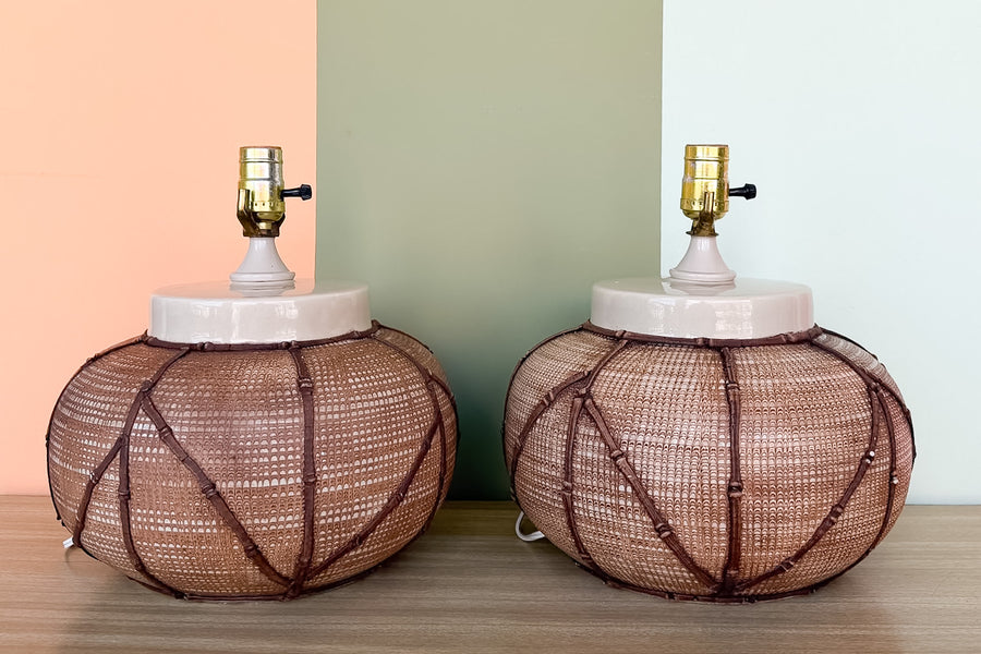 Pair of Island Chic Ceramic Lamps
