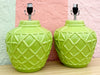 Pair of Key Lime Faux Bamboo Lamps