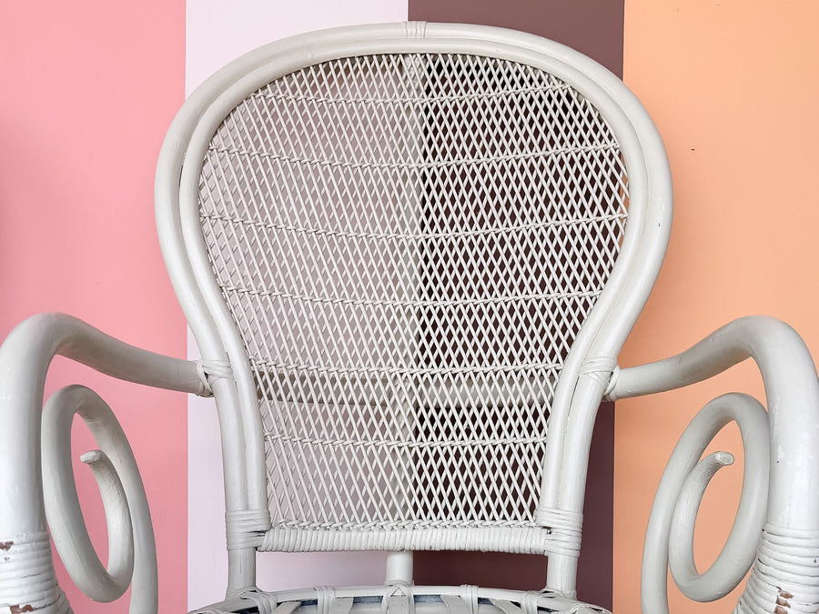 Pair of Whimsical Balloon Back Rattan Chairs