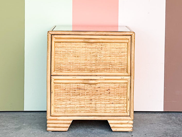 Island Style Rattan Wrapped Nightstand