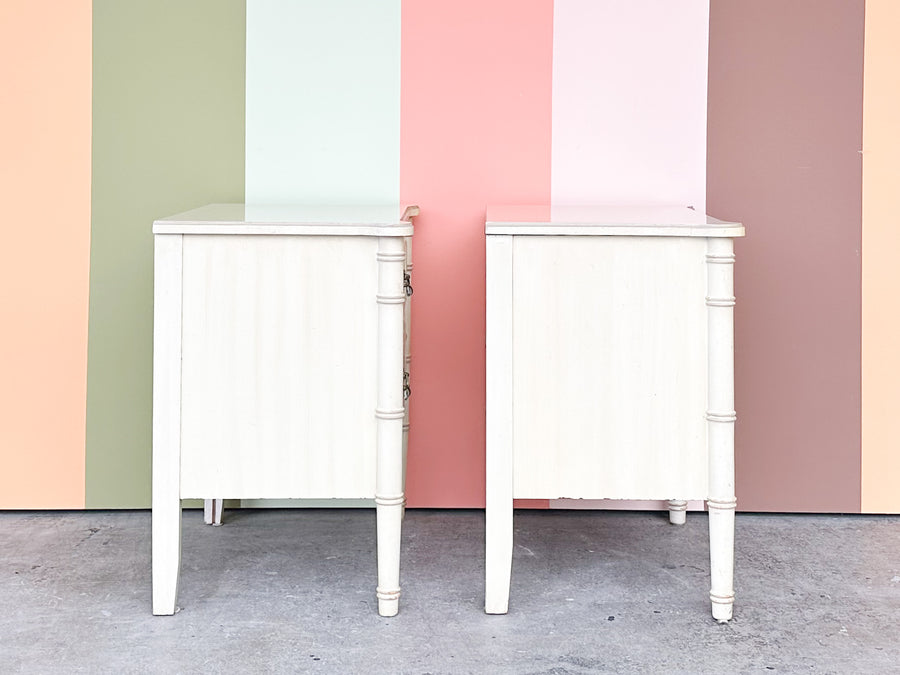 Pair of Henry Link Faux Bamboo Nightstands