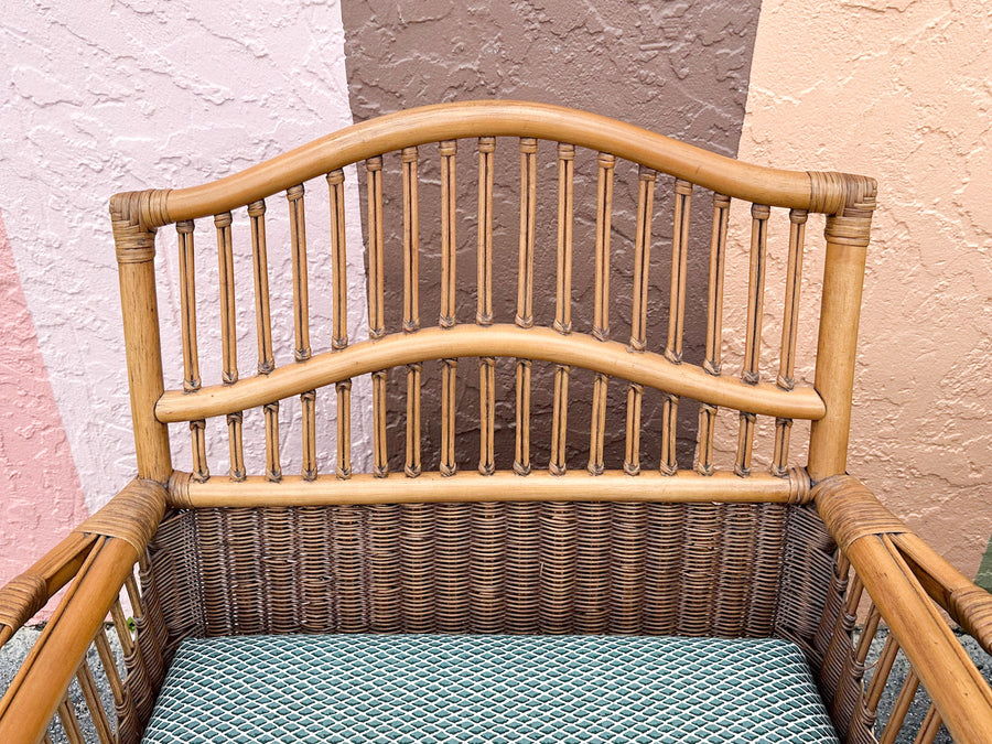 Pair of Coastal Rattan Ficks Reed Lounge Chairs