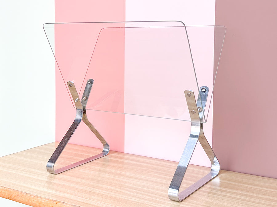 MCM Italian Chrome and Glass Magazine Rack