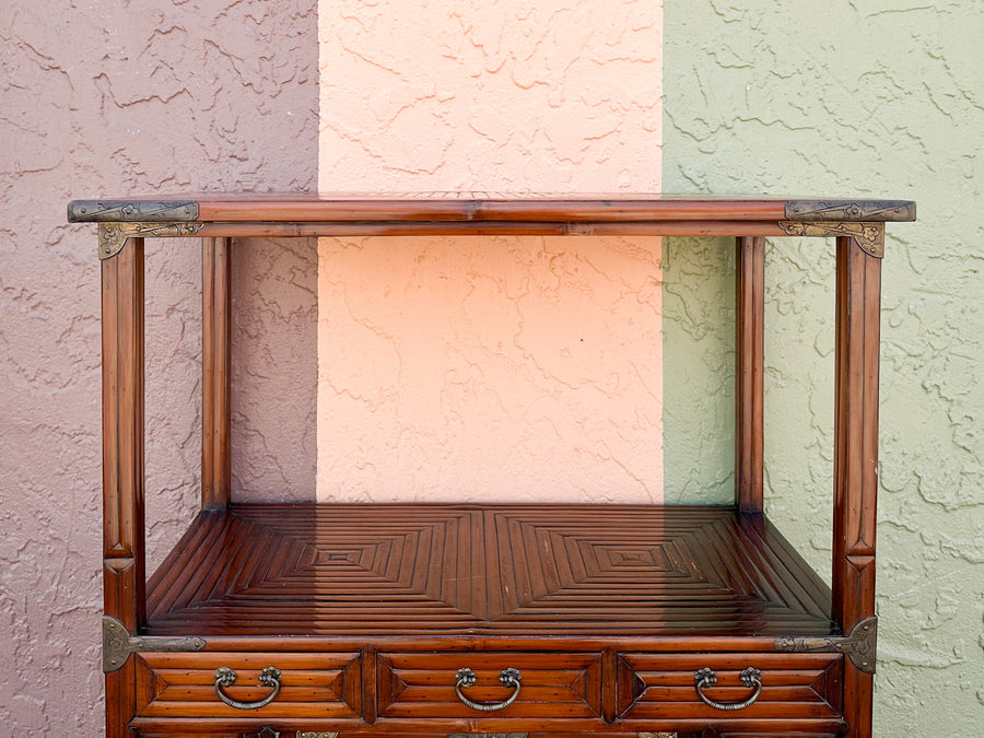 Asian Inspired Tortoiseshell Bamboo Cabinet