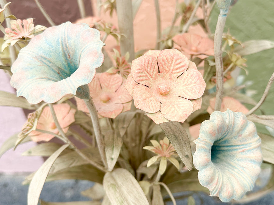 Pretty Pastel Tole Floral Chandelier