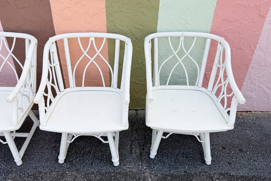 Set of Four Ficks Reed Rattan Swivel Chairs