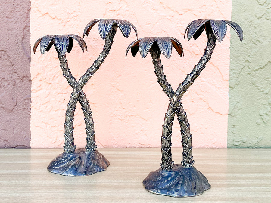 Pair of Palm Tree Candlesticks
