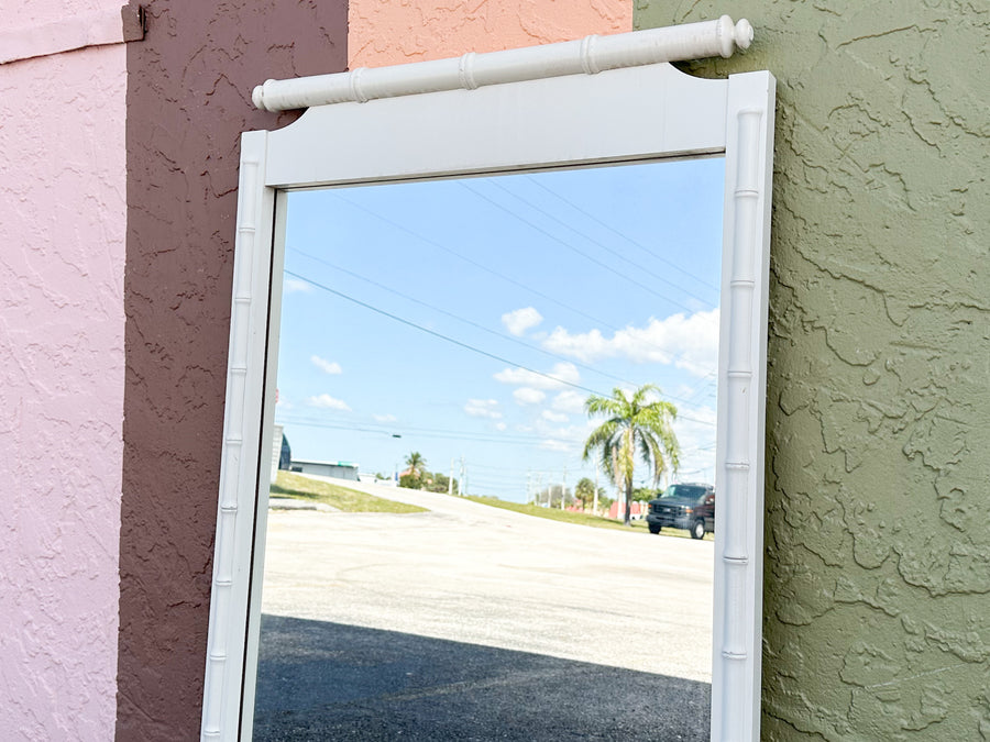 White Faux Bamboo Mirror