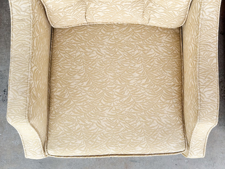 Pair of Butter Yellow Upholstered Chairs on Castors
