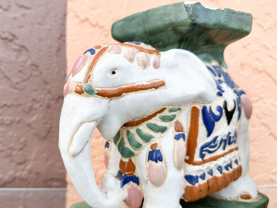 Pair of Petite Colorful Elephant Figurines