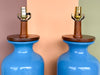 Pair of Cerulean Blue Lamps